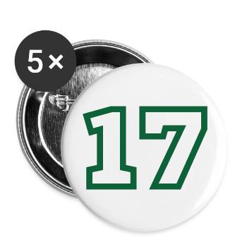 Nummer 17 grüner Sport - Buttons groß 56 mm (5er Pack) - Weiß - Vorne