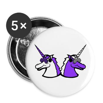 2 Coole DJ Einhörner Zwei Team Party Club Musik - Buttons groß 56 mm (5er Pack) - Weiß - Vorne