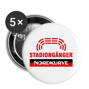 Nordkurve Stadiongänger I Fußball Fan - Buttons groß 56 mm (5er Pack) - Weiß - Vorne