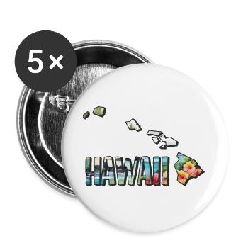 Aquarell Landkarte Hawaii - Buttons groß 56 mm (5er Pack) - Weiß - Vorne