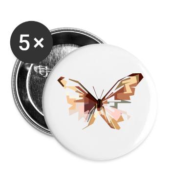 027 PAPILLON2 - Lot de 5 grands badges (56 mm) - blanc - Devant