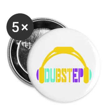 Dub Step Techno Music Party Club Text Headphones - Buttons large 2.2''/56 mm (5-pack) - white - Front