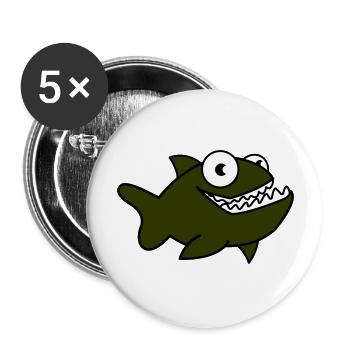 Piranha 01 - Lot de 5 grands badges (56 mm) - blanc - Devant
