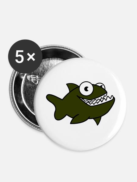 piranha 01 - Buttons groß 56 mm (5er Pack) - Weiß