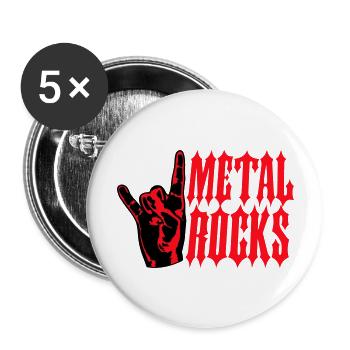 Heavy Metal Rocks Hard Rock Musik Text Spruch Logo - Buttons groß 56 mm (5er Pack) - Weiß - Vorne