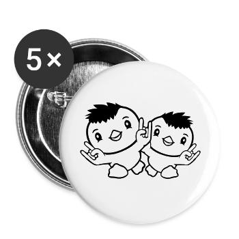 2 Heavy Metal Duck Bird Team Chick Skirt Hand Gesture - Buttons large 2.2''/56 mm (5-pack) - white - Front