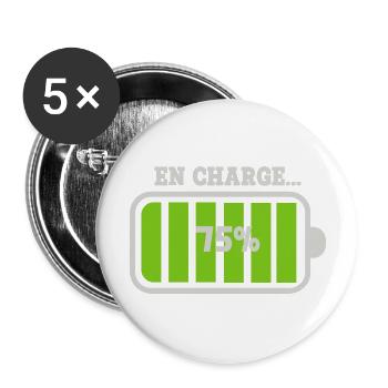Battery at 75% charge - Buttons large 2.2''/56 mm (5-pack) - white - Front