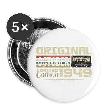 Birthday October 1949 Original | October 1949 - Buttons large 2.2''/56 mm (5-pack) - white - Front