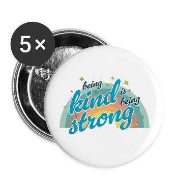 Being kind is being strong - Buttons large 2.2''/56 mm (5-pack) - white - Front