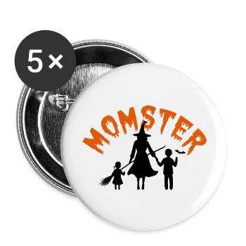 Spooky MOMSTER Shirt Mama Hexe Halloween - Buttons groß 56 mm (5er Pack) - Weiß - Vorne