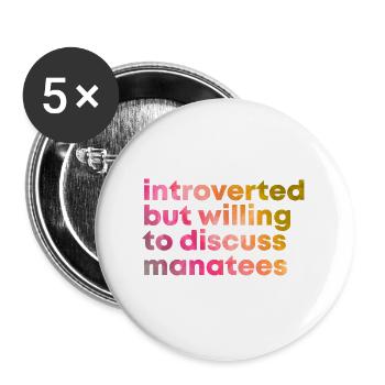 Manatee - Buttons large 2.2''/56 mm (5-pack) - white - Front