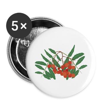 Baies de sorbier - Lot de 5 grands badges (56 mm) - blanc - Devant
