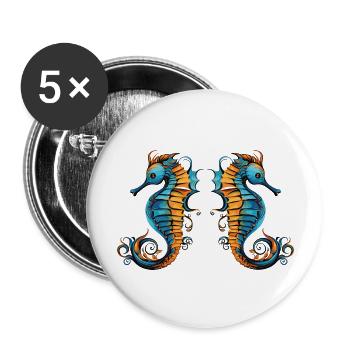 Hippocampe 2 - Lot de 5 grands badges (56 mm) - blanc - Devant