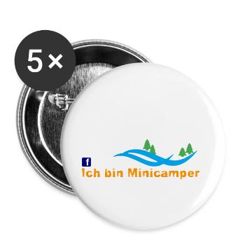 Minicamper Bergwanderer Motiv - Buttons groß 56 mm (5er Pack) - Weiß - Vorne