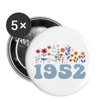 1952 Blumenmuster 1952 Blumen-thema Blumen 1952 - Buttons groß 56 mm (5er Pack) - Weiß - Vorne