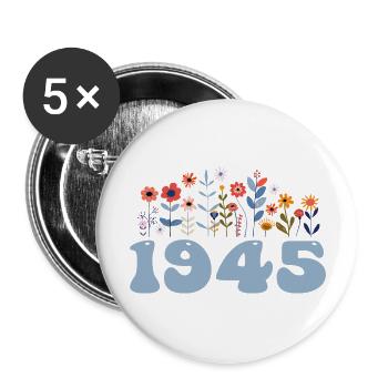 1945 Floral Pattern 1945 Floral Theme Flowers 1945 - Buttons large 2.2''/56 mm (5-pack) - white - Front