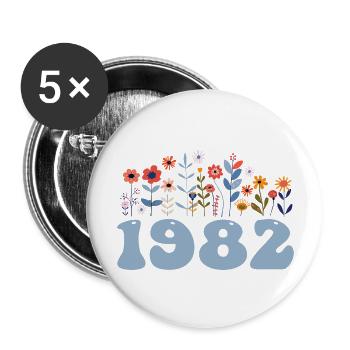 1982 Floral Pattern 1982 Floral Theme Flowers 1982 - Buttons large 2.2''/56 mm (5-pack) - white - Front