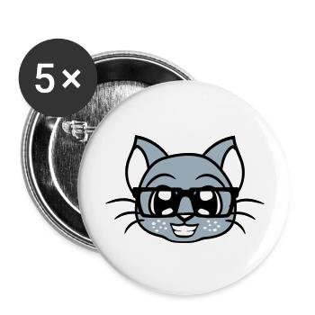 Smart Nerd Cat Horn-Rimmed Glasses Geek Kitten Glasses - Buttons large 2.2''/56 mm (5-pack) - white - Front