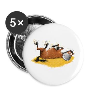 Funny horse rolls aroundFor horses frende - Buttons large 2.2''/56 mm (5-pack) - white - Front