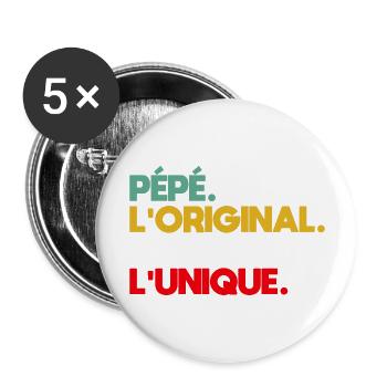 Opa Das Original Das Echte Das Einzigartige Geschenk - Buttons groß 56 mm (5er Pack) - Weiß - Vorne