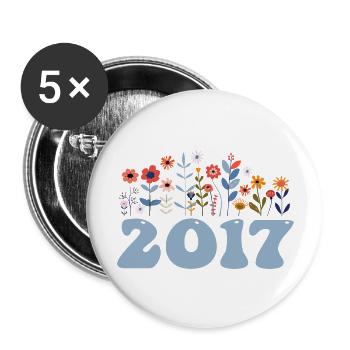 2017 motif floral 2017 thème floral floral 2017 - Lot de 5 grands badges (56 mm) - blanc - Devant