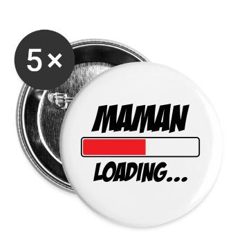 Maman loading... Please Wait - Future Mère - Lot de 5 grands badges (56 mm) - blanc - Devant