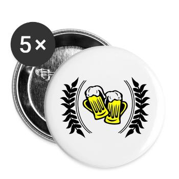 Icône de la bière - Lot de 5 grands badges (56 mm) - blanc - Devant