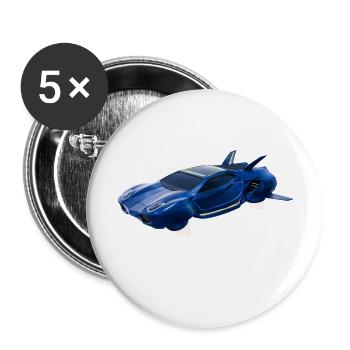 Voiture volante de science-fiction - Lot de 5 grands badges (56 mm) - blanc - Devant