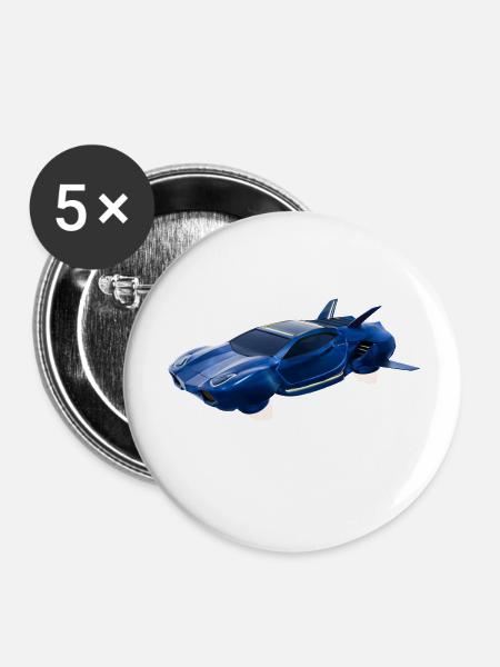 Sci-Fi Fliegendes Auto - Buttons groß 56 mm (5er Pack) - Weiß