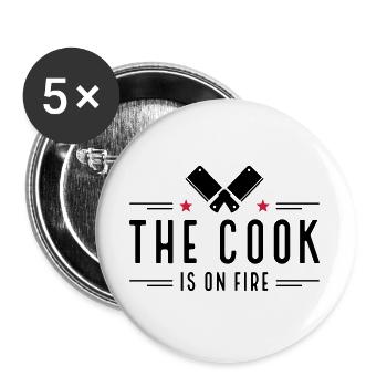 Cadeaux amusants pour les hommes qui aiment cuisiner - Lot de 5 grands badges (56 mm) - blanc - Devant