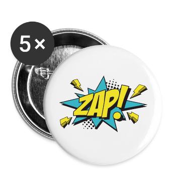 ZAP-Comic-Design - Buttons groß 56 mm (5er Pack) - Weiß - Vorne