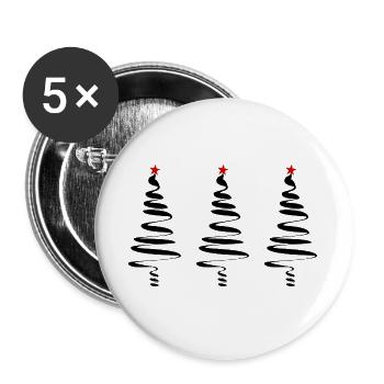 TANNE. WEIHNACHTEN. FROHE WEIHNACHTEN. ALLES GUTE ZUM NEUEN JAHR - Buttons groß 56 mm (5er Pack) - Weiß - Vorne