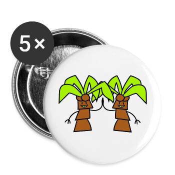 2 drôle mignon palmiers salutation équipe de visage comique - Lot de 5 grands badges (56 mm) - blanc - Devant