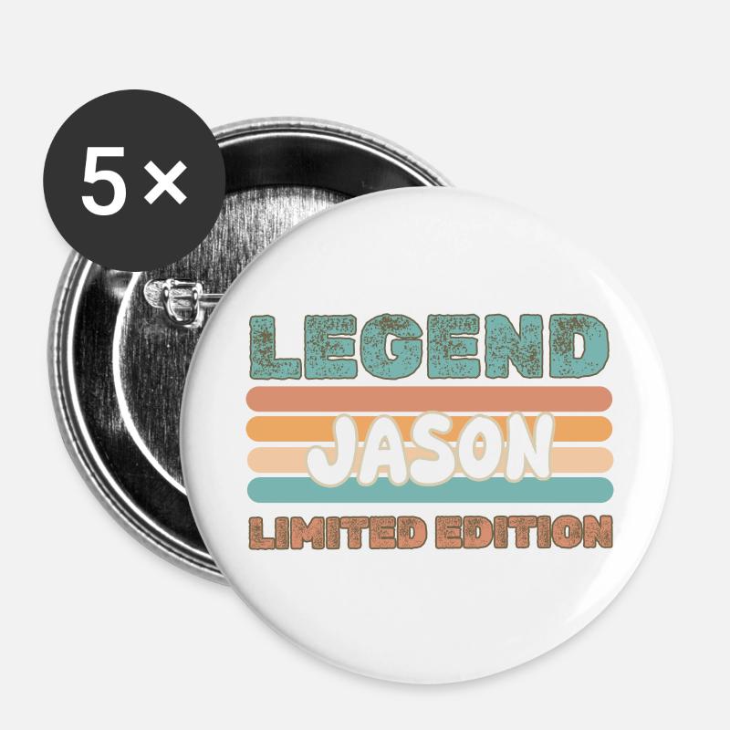 Jason as a given name - Buttons large 2.2''/56 mm (5-pack) - white
