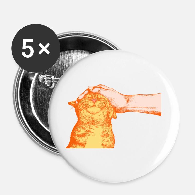 DIE GLÜCKLICHE KATZE - Buttons groß 56 mm (5er Pack) - Weiß
