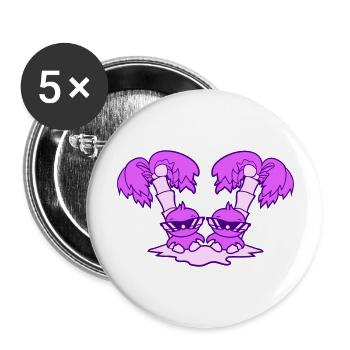 2 Ducks Small Cute Birds Sunglasses Funny Palm Trees - Buttons large 2.2''/56 mm (5-pack) - white - Front