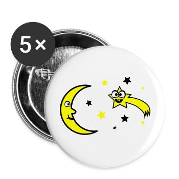 mond und sterne - Buttons groß 56 mm (5er Pack) - Weiß - Vorne
