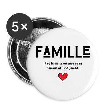 Family Where Life Begins - Family Gift - Buttons large 2.2''/56 mm (5-pack) - white - Front