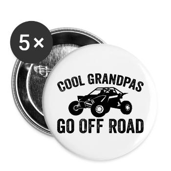 Coole Opas gehen ins Gelände - Buttons groß 56 mm (5er Pack) - Weiß - Vorne