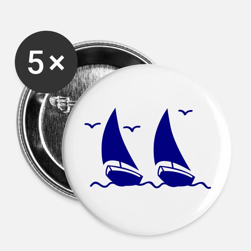 segelboote - Buttons groß 56 mm (5er Pack) - Weiß