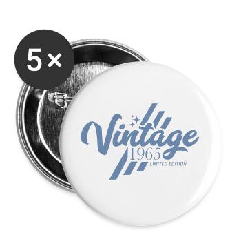 Anniversaire Vintage Rétro 1965 - Lot de 5 grands badges (56 mm) - blanc - Devant