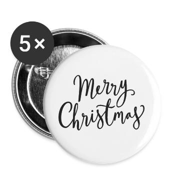 Merry Christmas Script Noir - Lot de 5 grands badges (56 mm) - blanc - Devant