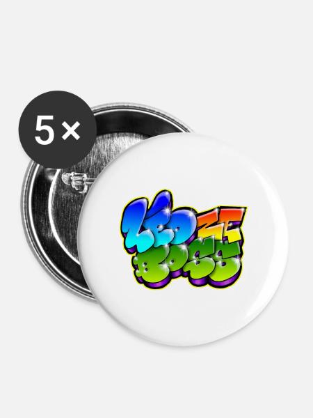 Leo Zeboss Graffiti Name - Buttons groß 56 mm (5er Pack) - Weiß