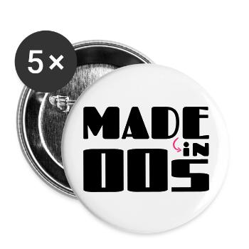 Hergestellt in den 00ern - Buttons groß 56 mm (5er Pack) - Weiß - Vorne