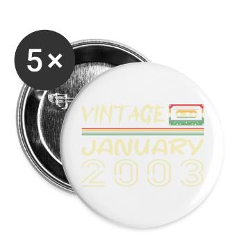 Vintage Janvier 2003 - Anniversaire Janvier 2003 - Lot de 5 grands badges (56 mm) - blanc - Devant