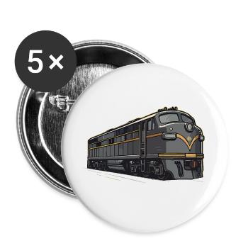 Klassische Diesellok - Retro Eisenbahn Kunstwerk - Buttons groß 56 mm (5er Pack) - Weiß - Vorne