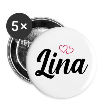 lina name - Buttons groß 56 mm (5er Pack) - Weiß - Vorne