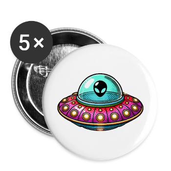 Bande dessinée OVNI - Lot de 5 grands badges (56 mm) - blanc - Devant