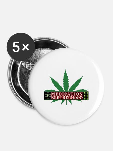 MEDIKAMENTEN-BRUDERSCHAFT - Buttons groß 56 mm (5er Pack) - Weiß