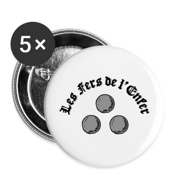 Les Fers de l'Enfer / The Irons of Hell - Pétanque - Buttons large 2.2''/56 mm (5-pack) - white - Front